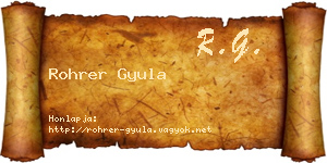 Rohrer Gyula névjegykártya